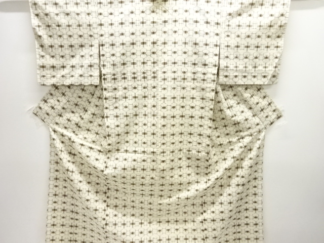 JAPANESE KIMONO / HITOE / TSUMUGI / WOVEN CROSS PATTERN